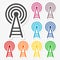 Transmitter tower icons stickers set