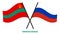 Transnistria and Russia Flags Crossed And Waving Flat Style. Official Proportion. Correct Colors