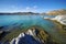 The transparency of the turquoise water of Kolimbithres beach on the island of Paros