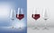 Transparency wine glass. Empty and full. 3d realism, vector icon.