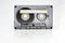 Transparent 90 minute audio cassette with blank adhesive label