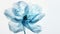 Transparent aery blue flower on white background. Aesthetic concept. Delicate watercolour. Generative AI