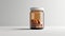 Transparent amber plastic pill jar on a isolated white background, space for text.