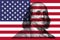 Transparent american flag on 100 dollar bill background