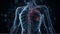 Transparent anatomy diagram illustrates human respiratory system pain generated by AI