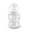 Transparent baby nipple bottle isolated on white