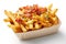 Transparent Background of Cheddar and Bacon Fries and Chips. AI