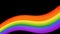 On a transparent background, three three three-dimensional stripes painted in the colors of the rainbow appear and