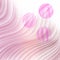 Transparent ball on pink wavy gradient background.