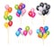 Transparent balloons. Realistic mockup 3d flying helium party decoration balloons vector collection