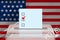 Transparent ballot box for voting with ballot in front US national flag, Election Process and Democracy, Fair Elections and Anti-