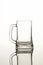 Transparent beer mug.