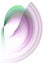 Transparent blades with purple and green stripes rotate on a white background. Icon, symbol, logo, sign. 3D rendering. 3D