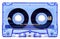 Transparent blue audio cassette isolated