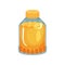 Transparent bottle with plastic cap filled with rapeseed oil. Natural product. Flat vector element for product
