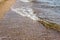 Transparent bottom in shallow water on the black sea, surf