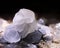 Transparent calcite stone closeup photograph