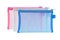 Transparent clear net bags in blue white pink isolated on white