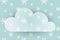 Transparent cloud in trendy style of glassmorphism or frosted glass on winter background with hand drawn snowflakes. Template for