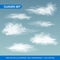 Transparent clouds realistic set on transparence background. Vector illustration