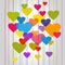 Transparent colorful hearts