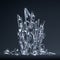 Transparent Crystals On Dark Background, Showcase in Shape Of Throne, 3D Rendering.