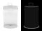 Transparent cylindrical box with cover and header
