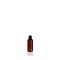 Transparent cylindrical brown PET bottle container on white background. Template of a bottle for cosmetics and medical products
