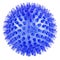 transparent dark blue spiked plastic ball isolated on white background - massager, dog toy and COVID-19 symbol