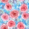 Transparent delicate roseâ€™s watercolor pattern for wedding design, surface, textile