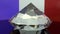 Transparent diamond rotates at one point. France flag background