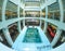 Transparent entrance floor with a scale model of the Sydney CBD beneath at Customs House building, Circular Quay.