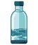 Transparent glass bottle with fresh purified water