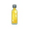 Transparent glass bottle of rapeseed oil. Cooking ingredient. Concept of grocery goods. Flat vector design for