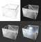 Transparent glass cube. Realistic aquarium. Special showcase