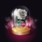Transparent glass dome and white rose lowpoly style on heart bokeh background with Valentine`s day concept, vector background