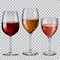 Transparent glass goblets with wine