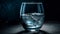 Transparent glass holding fresh purified drinking water generated by AI