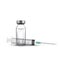 Transparent glass medical vial and syringe, vector illustration