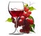 Transparent glass of red wine and a branch of grapes. High detailed realistic illustration