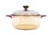 Transparent Glass Saucepan With Lid Over White Background