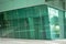 Transparent glass wall of office building