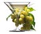 Transparent glass of white wine and a branch of grapes. High detailed realistic illustration