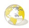 Transparent glass world globe isolated