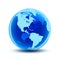 Transparent globe with blue continents - vector