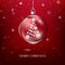 Transparent glossy Christmas decoration. Christmas tree silhouette made of paper snowflakes inside glass ball.