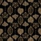 Transparent gold skeleton leaves autumn seamless pattern