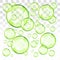 Transparent green bubbles with transparent background