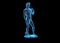 Transparent Hologram of full body Michelangelo head old classic historian statue sculpture - technological modern futuristic x-ray