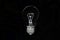 Transparent holographic incandescent lamp bulb on black background